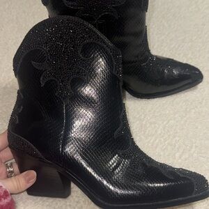 Jessica Simpson Black Rhinestone Heeled Boots